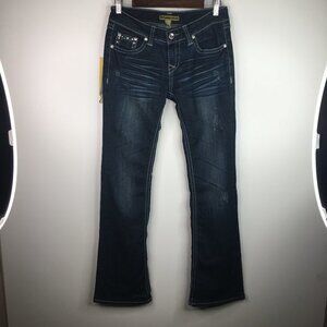 IRON HORSE Rhinestones Blue Bootcut Jeans